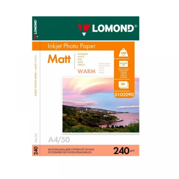 Фотобумага Lomond 102090 A4, 240 г/м2, 50 л., покрытие - матовое